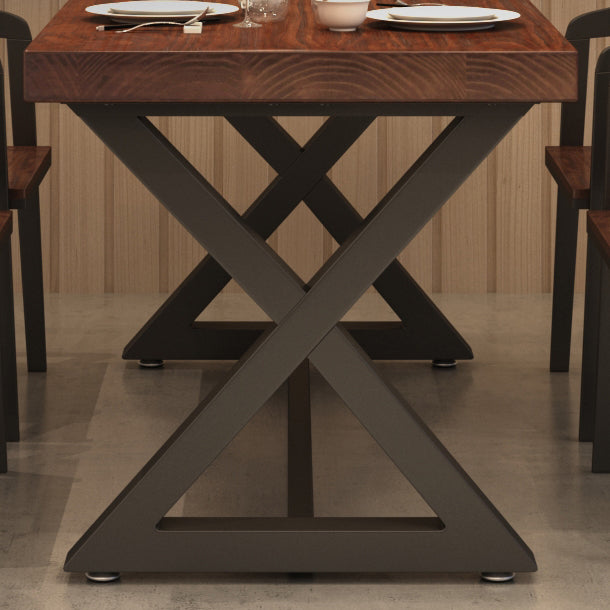 Mesa de madera de pino industrial para mesa de comedor rectangular de restaurantes con base de caballete