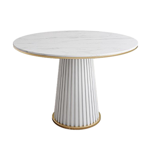 Mesa de comedor de piedra sinterizada redonda mesa de pedestal de lujo tradicional