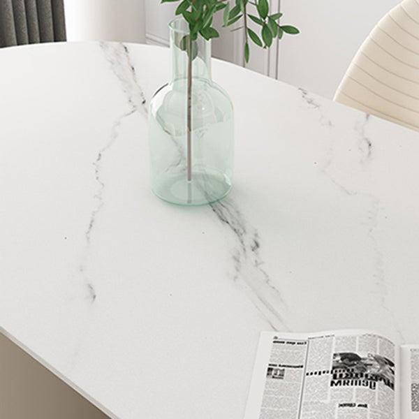 Metal Traditional Luxury Freeform Table Sintered Stone Table with Double Pedestal