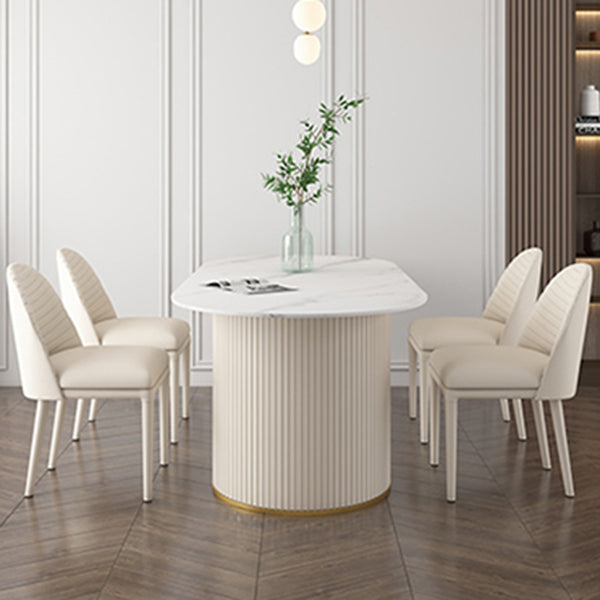 Metal Traditional Luxury Freeform Table Sintered Stone Table with Double Pedestal