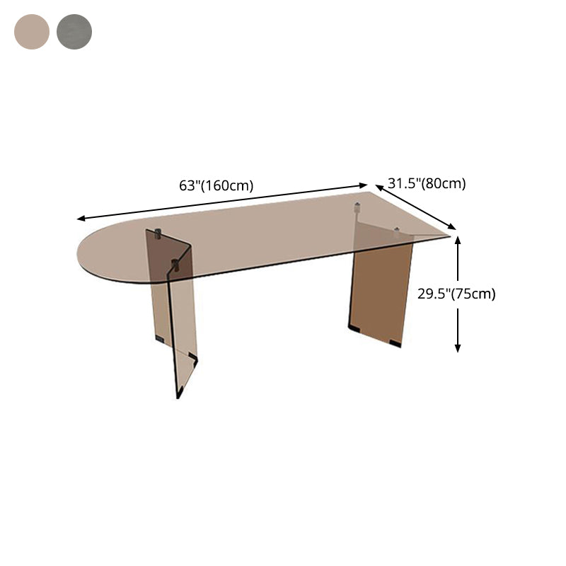 Free Form Tempered Glass Table for Restaurant Modern Table with Double Pedestal