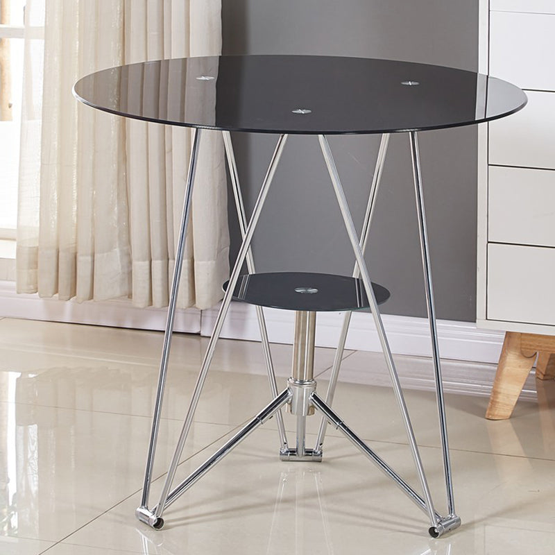 Tavolo da pranzo rotondo moderno in metallo con piano in vetro per la casa