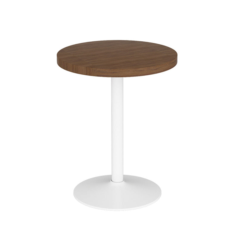 Mesa de comedor marrón de madera maciza, mesa de cocina industrial con base de pedestal de metal