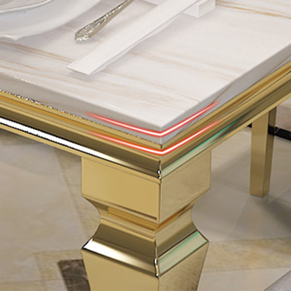 Table d'intérieur en marbre de table rectangulaire de luxe traditionnelle en métal avec 4 pieds