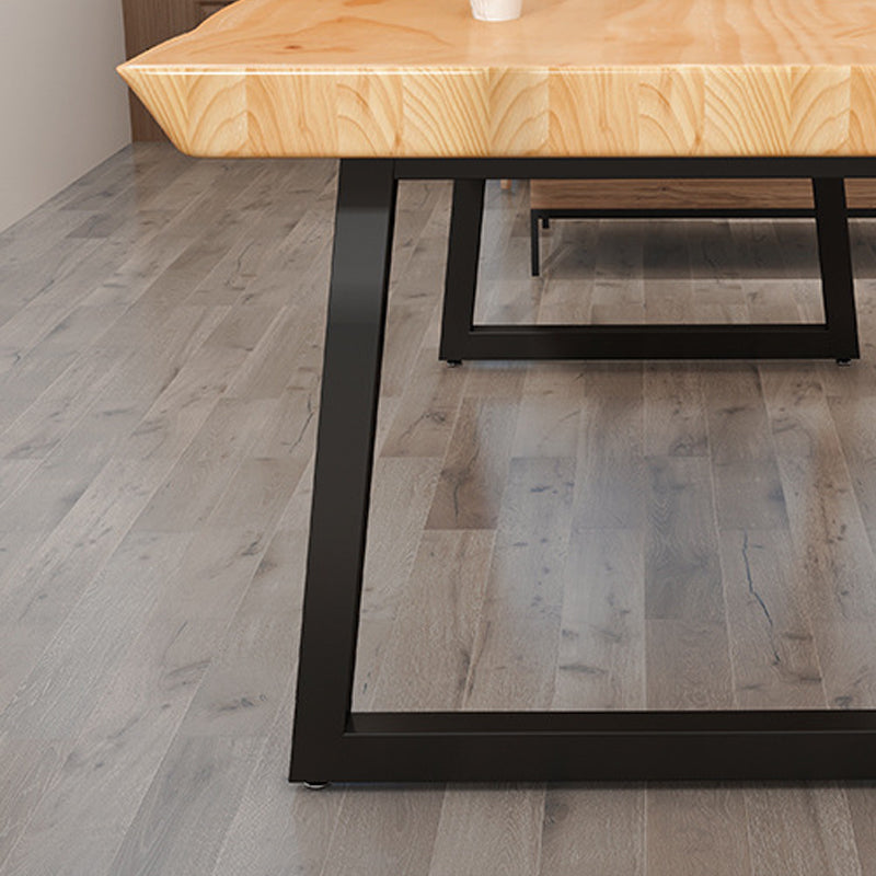 Solid Wood Top Dining Table Industrial Rectangle Table with Sled Base