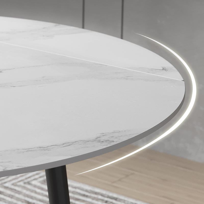 Stone Contemporary Round Dinner Table Matte Finish 4 Legs Table for Home