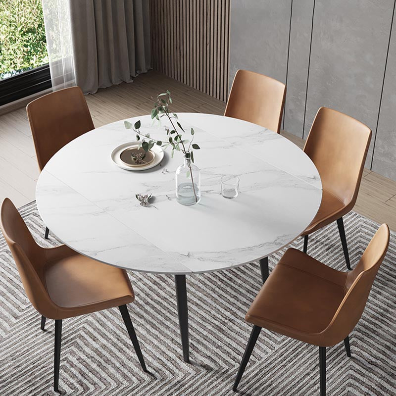 Stone Contemporary Round Dinner Table Matte Finish 4 Legs Table for Home