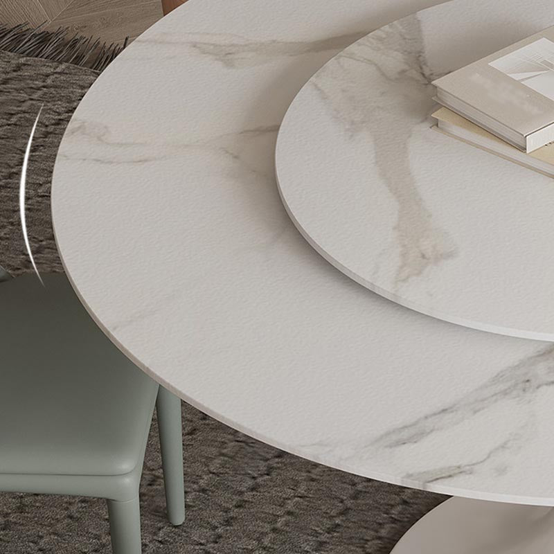 Table à manger ronde contemporaine en pierre, finition mate, Table tulipe pour la maison