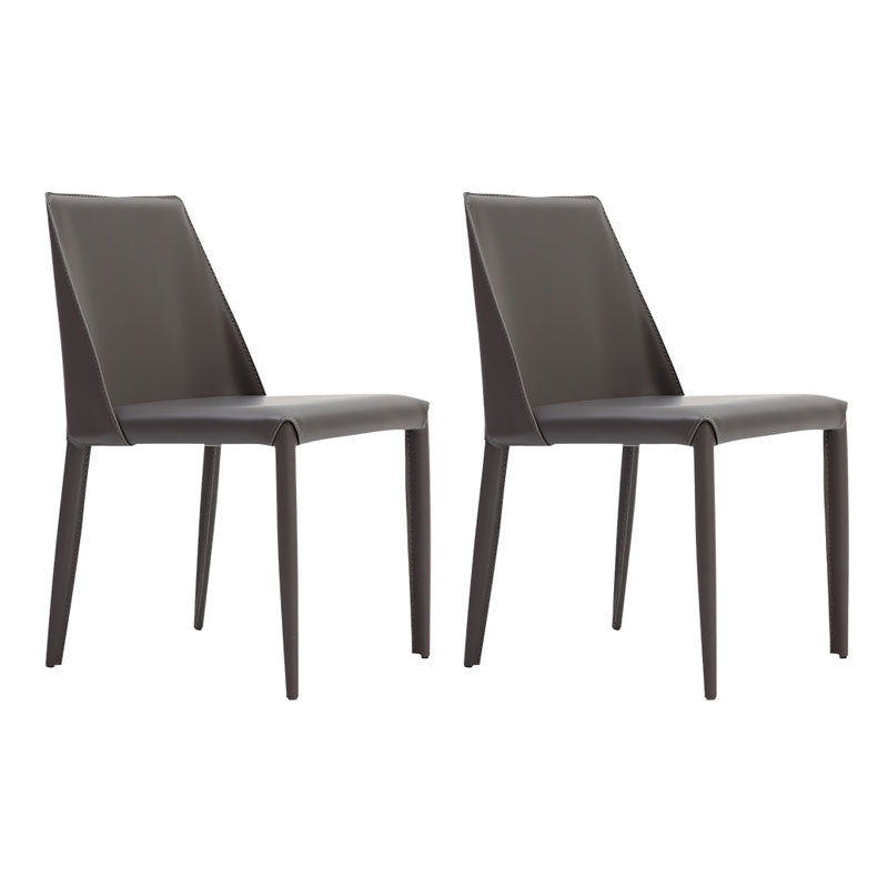 Silla de comedor de cuero sin brazos contemporánea Sillas de comedor de metal