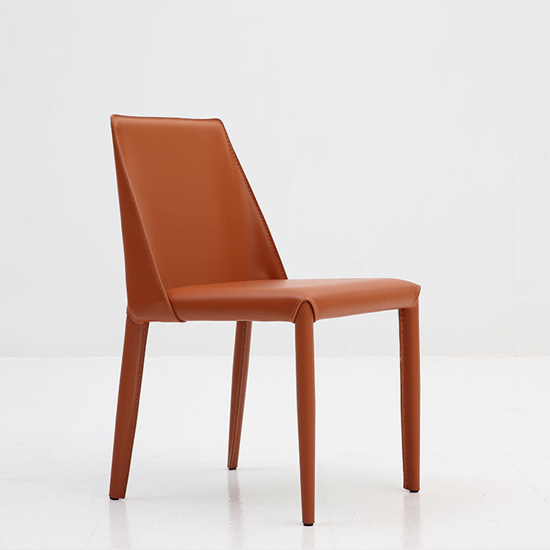Silla de comedor de cuero sin brazos contemporánea Sillas de comedor de metal