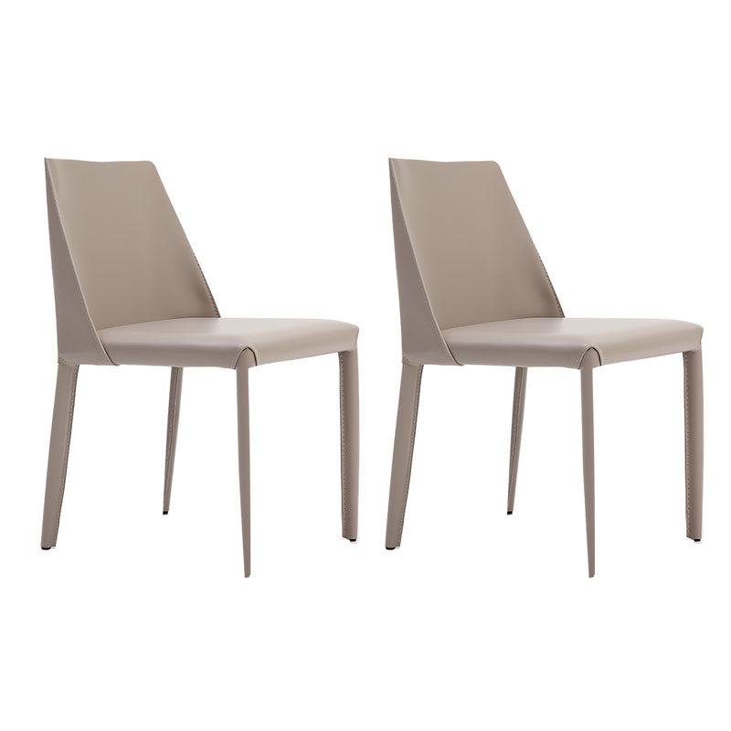 Silla de comedor de cuero sin brazos contemporánea Sillas de comedor de metal
