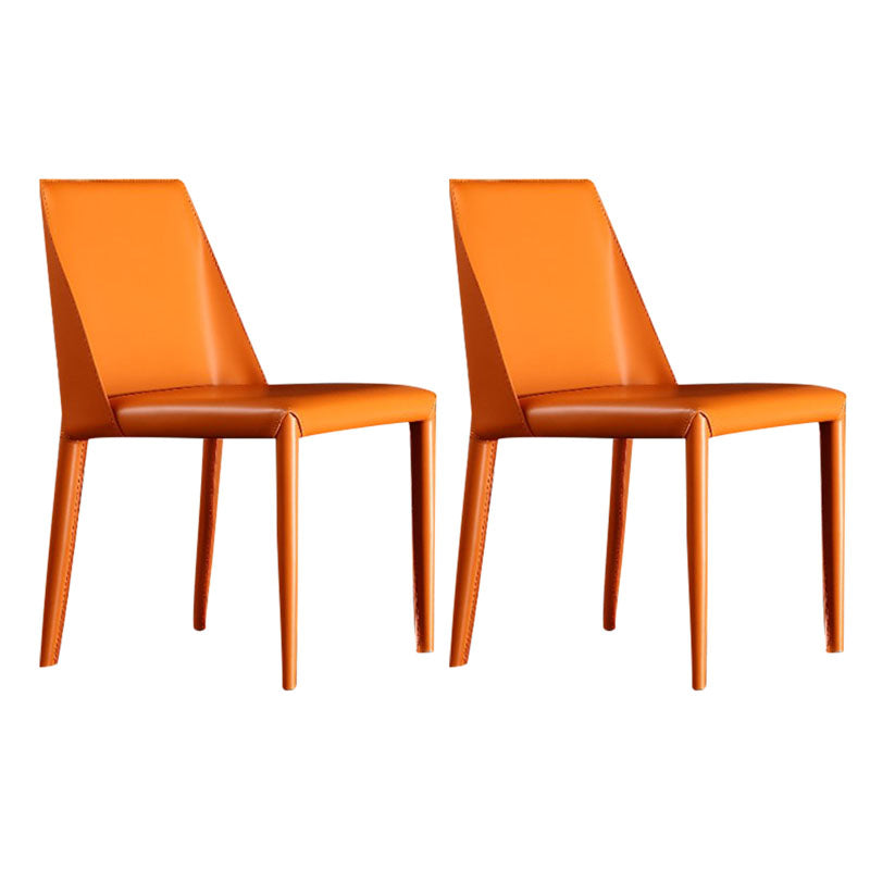 Silla de comedor de cuero sin brazos contemporánea Sillas de comedor de metal