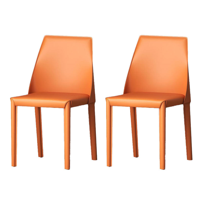 Silla de comedor de piel sintética contemporánea, sillas sin brazos de comedor de metal para uso doméstico