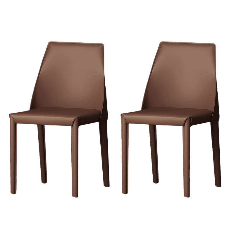 Silla de comedor de piel sintética contemporánea, sillas sin brazos de comedor de metal para uso doméstico