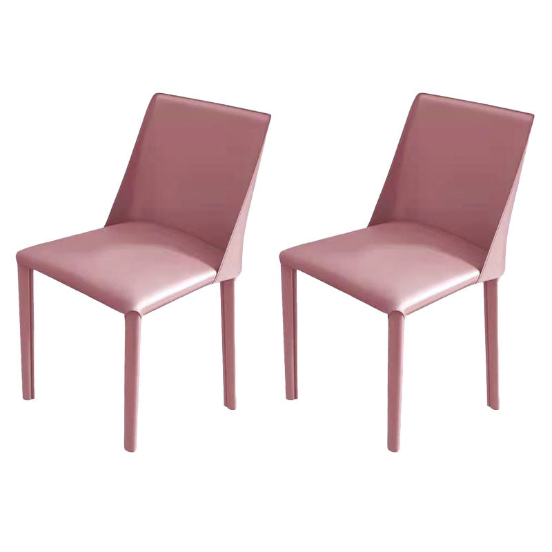 Silla de comedor de piel sintética contemporánea, sillas sin brazos de comedor de metal para uso doméstico