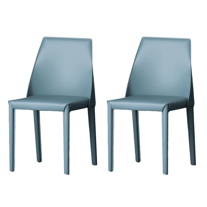 Silla de comedor de piel sintética contemporánea, sillas sin brazos de comedor de metal para uso doméstico