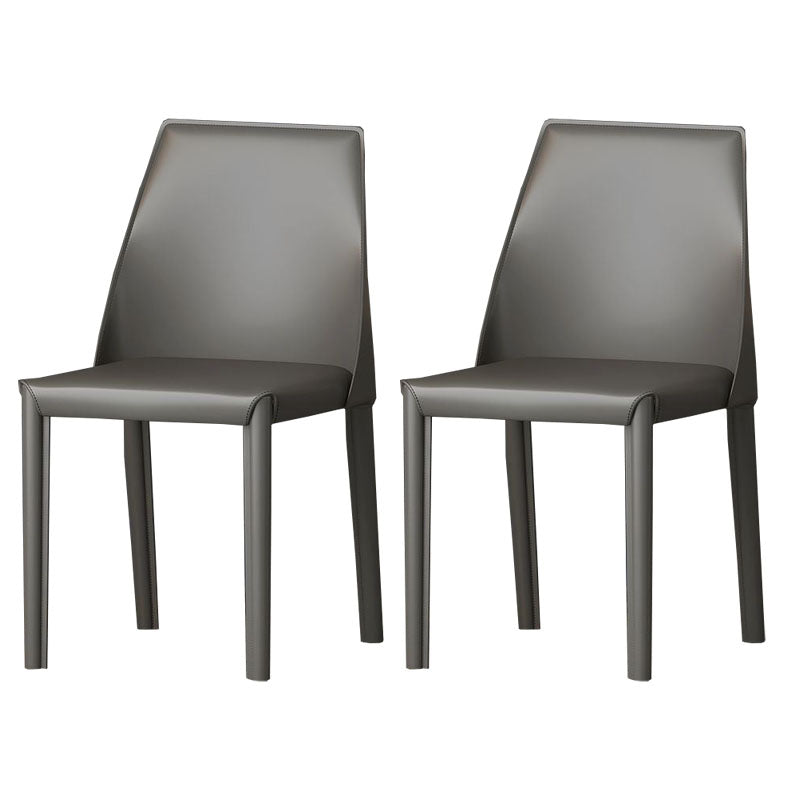 Silla de comedor de piel sintética contemporánea, sillas sin brazos de comedor de metal para uso doméstico