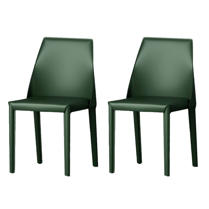 Silla de comedor de piel sintética contemporánea, sillas sin brazos de comedor de metal para uso doméstico