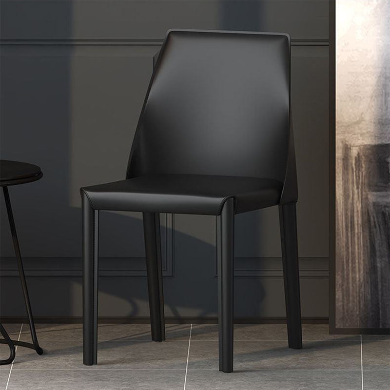 Silla de comedor de piel sintética contemporánea, sillas sin brazos de comedor de metal para uso doméstico