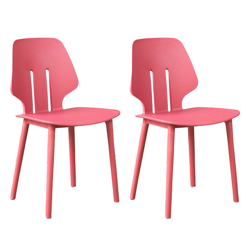 Chaise de salle à manger en plastique colorée scandinave, sans bras, à dossier solide
