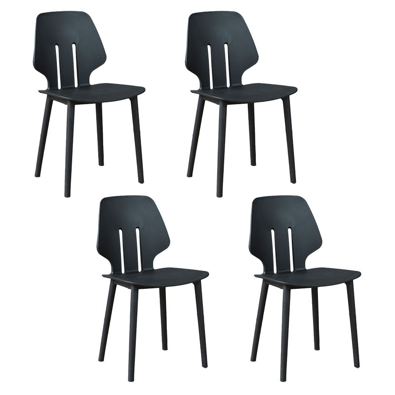 Chaise de salle à manger en plastique colorée scandinave, sans bras, à dossier solide