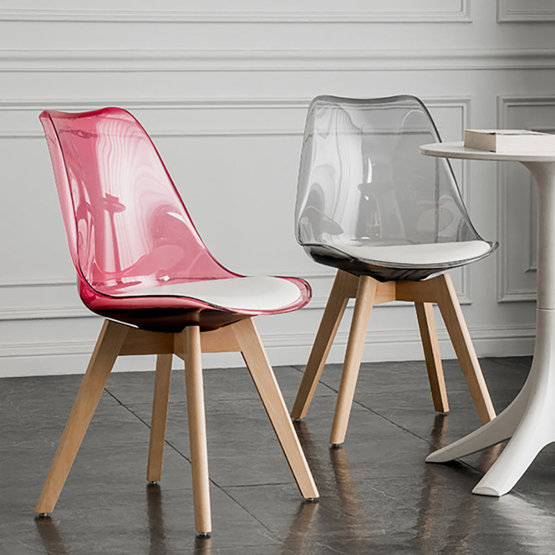 Scandinavian PU Leather Dining stoelen armloze vaste rugstoel