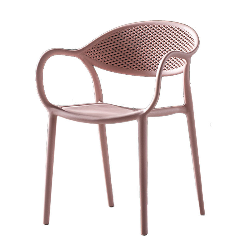Chaises contemporaines avec bras de salle à manger, chaise latérale en plastique à dossier ouvert pour la cuisine