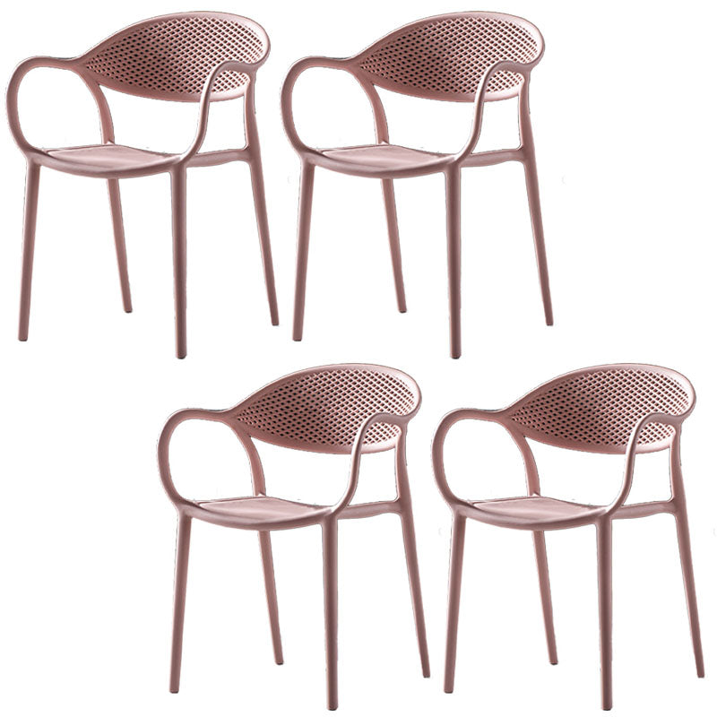 Chaises contemporaines avec bras de salle à manger, chaise latérale en plastique à dossier ouvert pour la cuisine