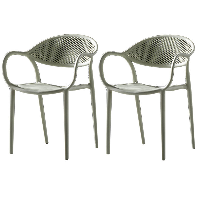 Chaises contemporaines avec bras de salle à manger, chaise latérale en plastique à dossier ouvert pour la cuisine