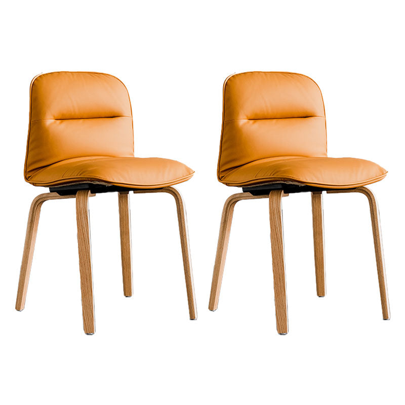 Sillas de comedor escandinavas de piel sintética, silla con respaldo sólido sin brazos