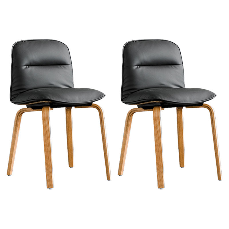 Sillas de comedor escandinavas de piel sintética, silla con respaldo sólido sin brazos