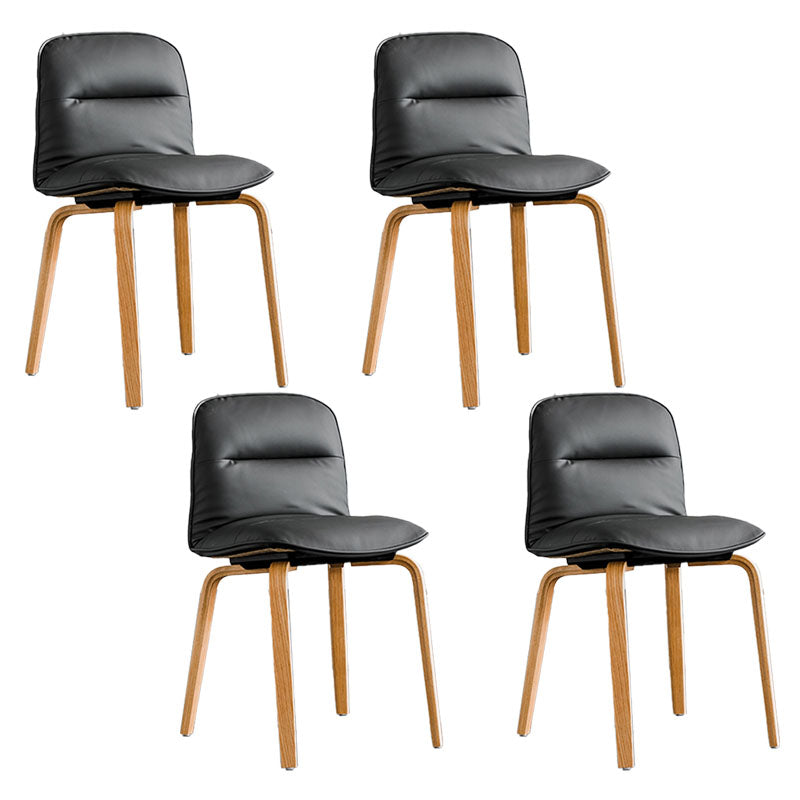 Sillas de comedor escandinavas de piel sintética, silla con respaldo sólido sin brazos