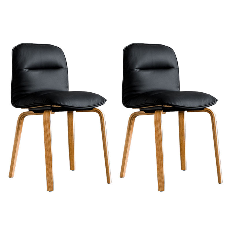 Sillas de comedor escandinavas de piel sintética, silla con respaldo sólido sin brazos