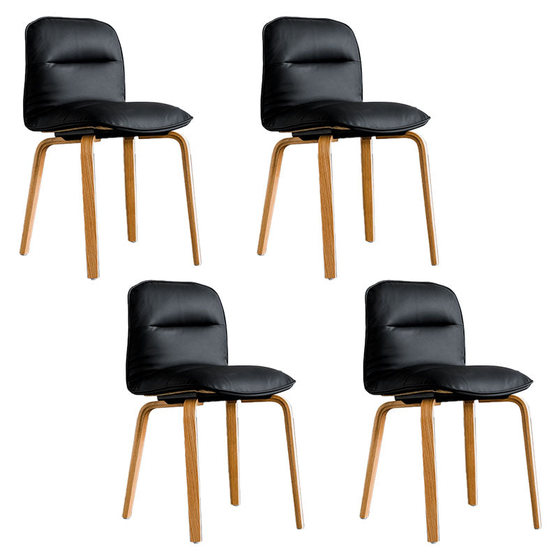 Sillas de comedor escandinavas de piel sintética, silla con respaldo sólido sin brazos