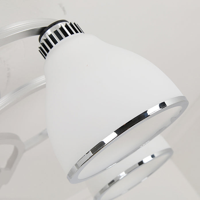 Silbermetall Semi Flush Lampe Moderne mehrköpfige Deckenbeleuchtung mit Glockenglasschatten