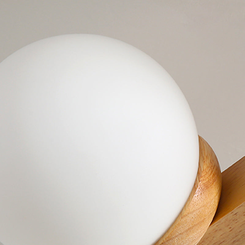 Luminaire semi-encastré en bois moderne, lampe semi-encastrée à plusieurs têtes pour chambre à coucher avec abat-jour en verre globe