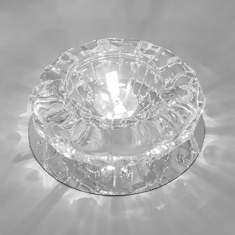 Round Shape Ceiling Lamp Modern Stainless Steel Flush Mount with Hole 2-3.5'' Dia for Hall