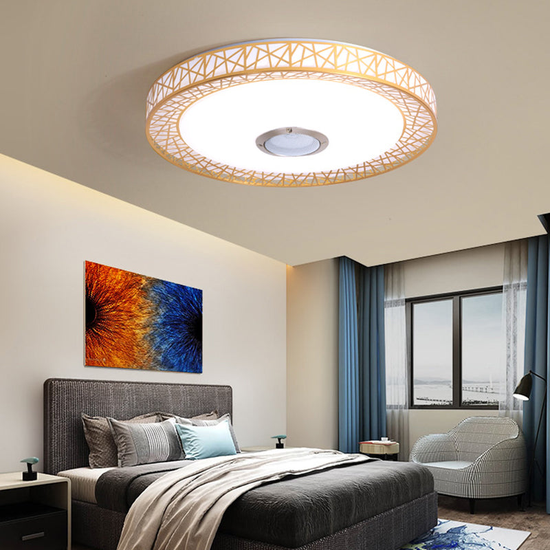 Round Shape LED Intelligent Ceiling Lamp Modern Iron 1 Light Flush Mount for Bedroom