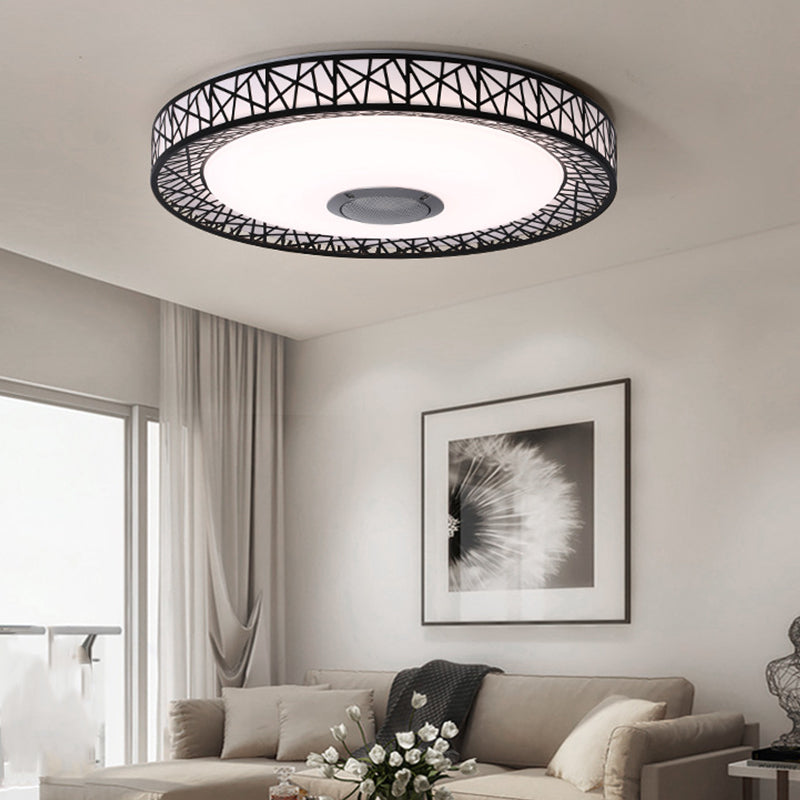 Round Shape LED Intelligent Ceiling Lamp Modern Iron 1 Light Flush Mount for Bedroom