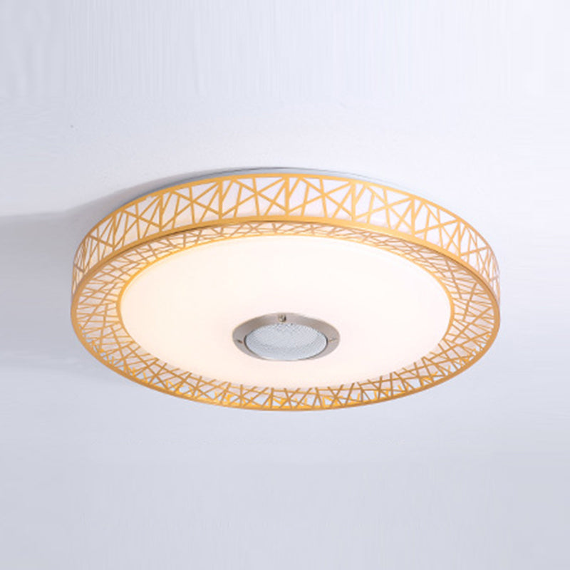 Round Shape LED Intelligent Ceiling Lamp Modern Iron 1 Light Flush Mount for Bedroom