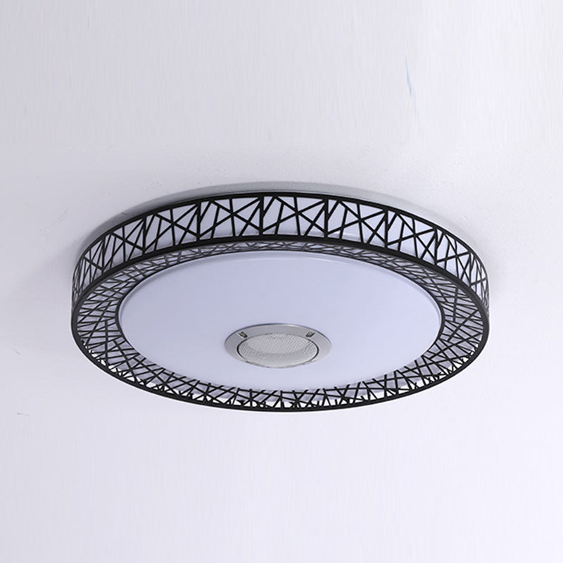 Round Shape LED Intelligent Ceiling Lamp Modern Iron 1 Light Flush Mount for Bedroom
