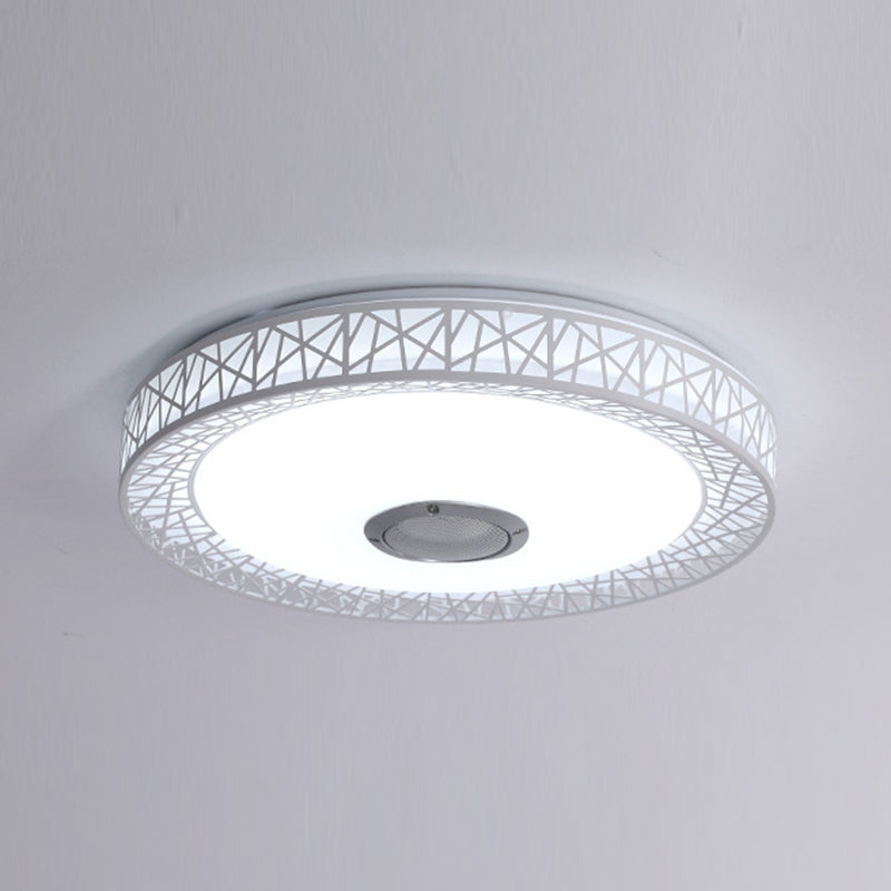 Round Shape LED Intelligent Ceiling Lamp Modern Iron 1 Light Flush Mount for Bedroom