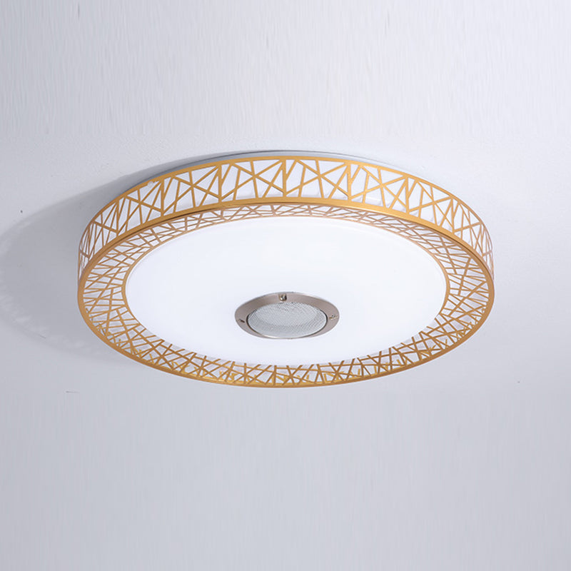 Round Shape LED Intelligent Ceiling Lamp Modern Iron 1 Light Flush Mount for Bedroom