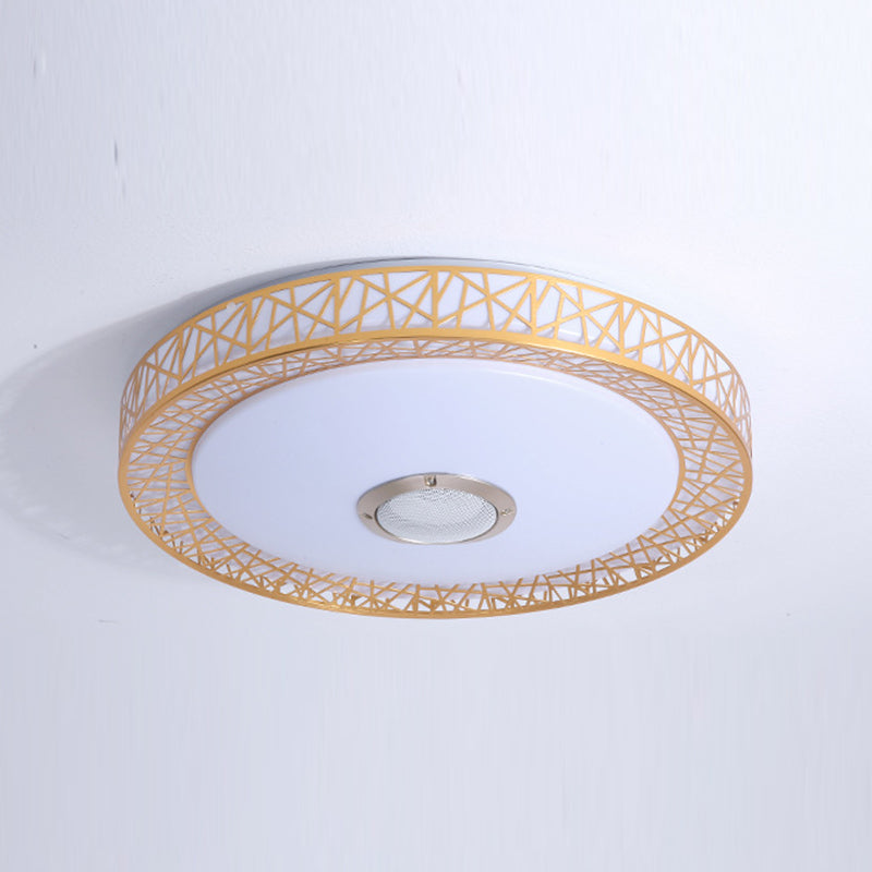 Round Shape LED Intelligent Ceiling Lamp Modern Iron 1 Light Flush Mount for Bedroom