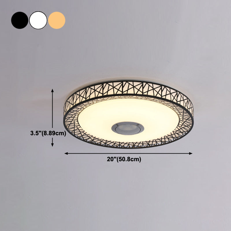Round Shape LED Intelligent Ceiling Lamp Modern Iron 1 Light Flush Mount for Bedroom