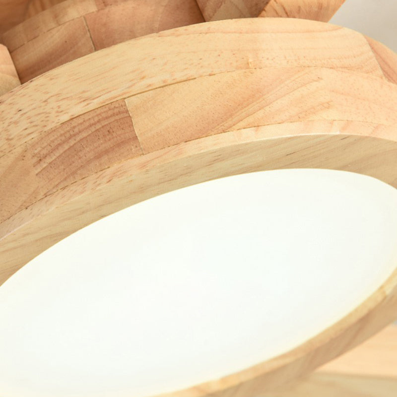 Plafonnier encastré de forme ronde en bois, éclairage encastré moderne multi-lumières en marron