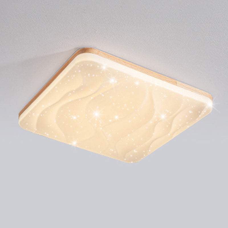 Plafonnier encastré en bois de forme carrée, style moderne, éclairage encastré à 1 lumière en marron