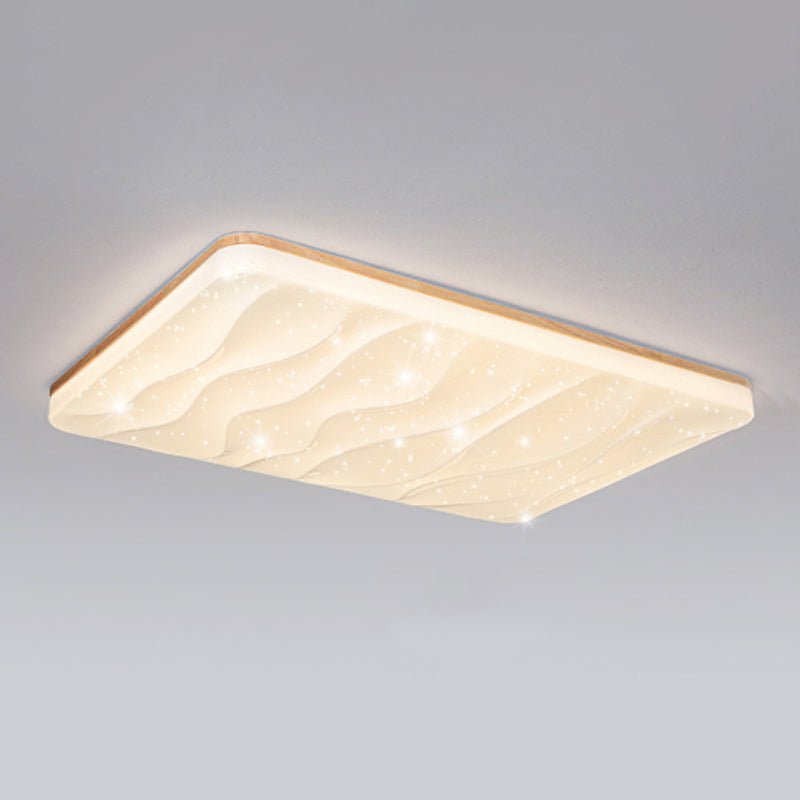 Plafonnier encastré en bois de forme carrée, style moderne, éclairage encastré à 1 lumière en marron