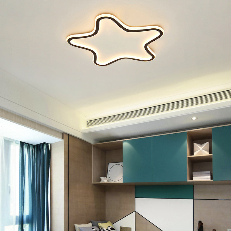 Plafonnier encastré en forme d'étoile en métal, style moderne, éclairage encastré à 1 lumière en noir