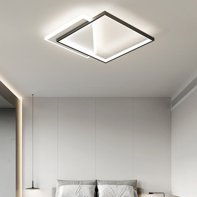 Metal cuadrado de la forma de la luz de techo de color moderno estilo moderno 2 luces de montaje de iluminación en negro